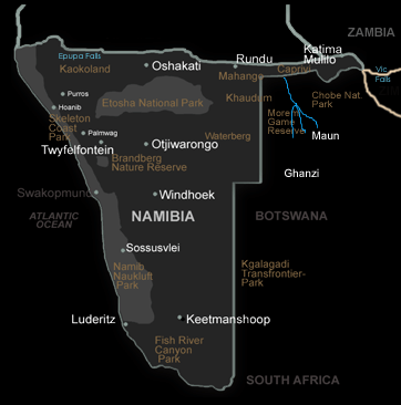 Carte routi�re du Kalahari